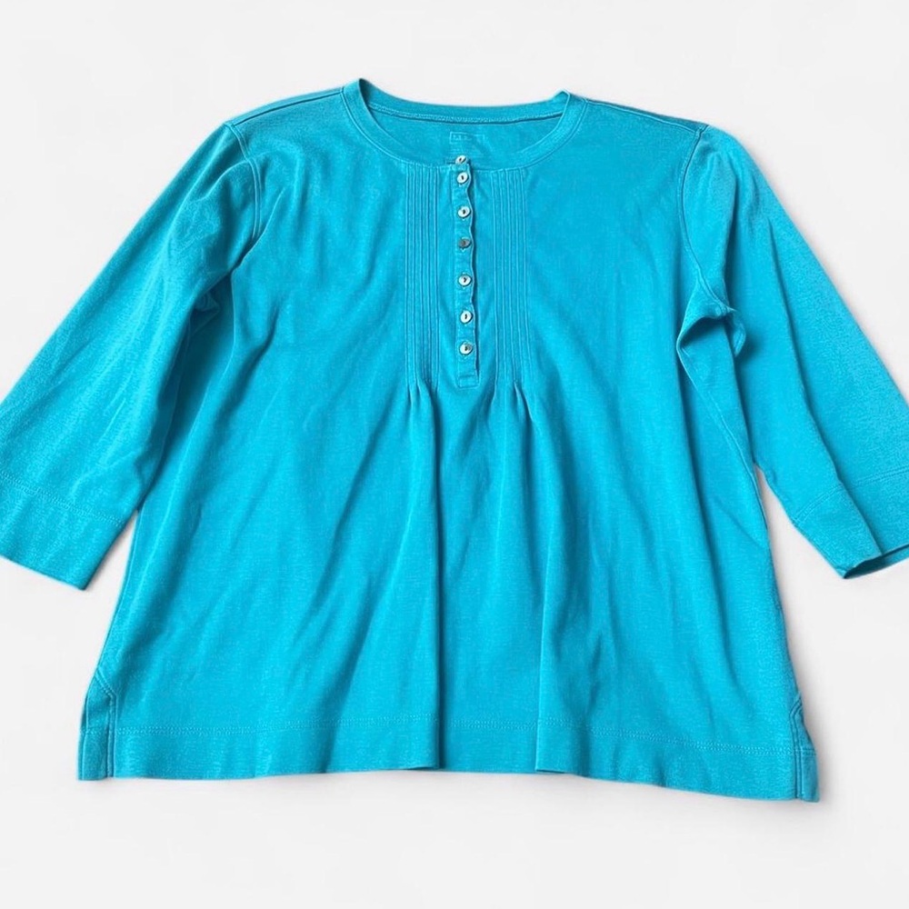 L.L. Bean cute blue y2k inspired basic tunic top 3/4 Sleeve Size L Petite